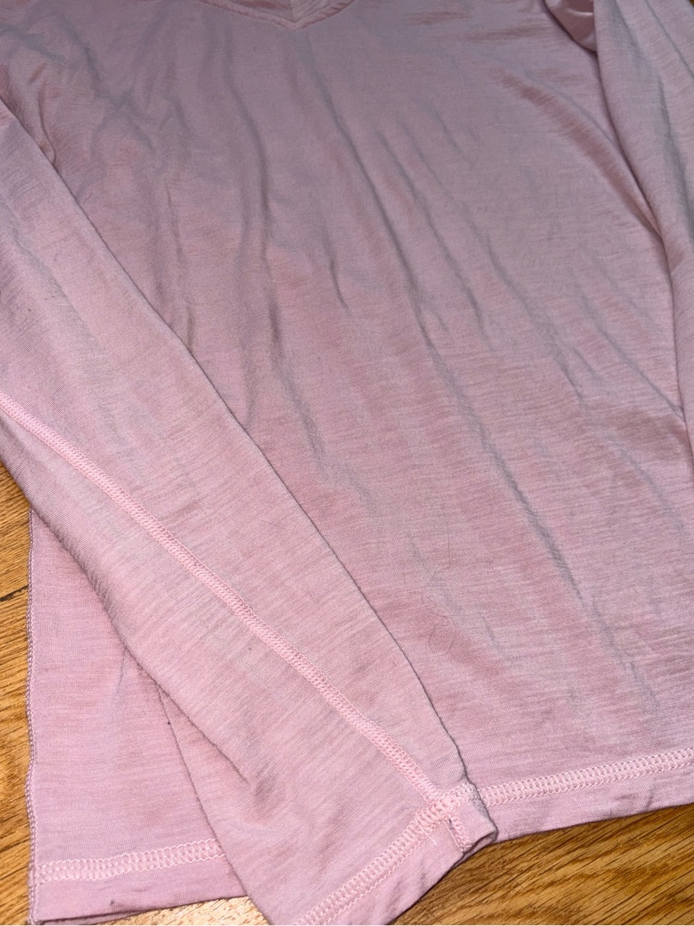 Woolly Merino Wool Semi-Sheer Long Sleeve Pink T-Shirt Base Layer Stretch Small - Picture 2 of 9